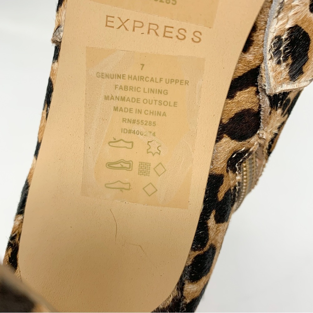 NWT $108 Express Genuine Calf Hair Leopard Side Zip Pointed Toe Ankle Boots 7 - Picture 8 of 10
